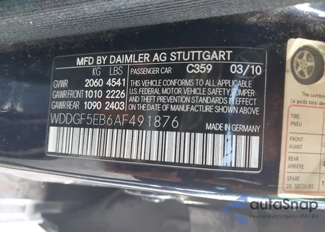 2010 Mercedes-Benz C 300 Luxury/Sport z USA, uszkodzony, nr VIN WDDGF5EB6AF491876